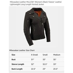 Milwaukee Leather Motorcycle Jacket Zip-Out Liner Women’s Small Black Vented